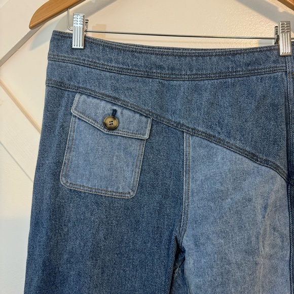 Rejina Pyo Luci Patchwork Contrast Raw Hem Slim Straight Ankle Jean Trousers 14 - Picture 4 of 14